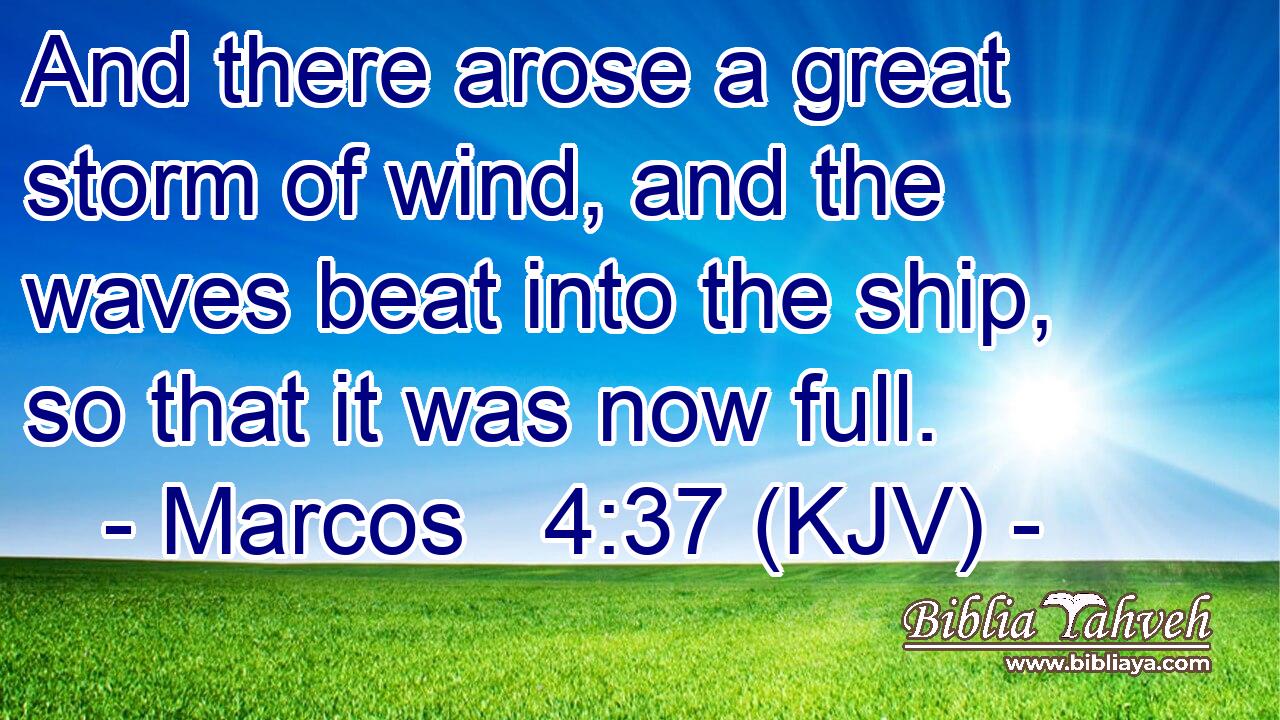 And there arose a great storm of wind, and the waves beat into the ship, so that it was now full.