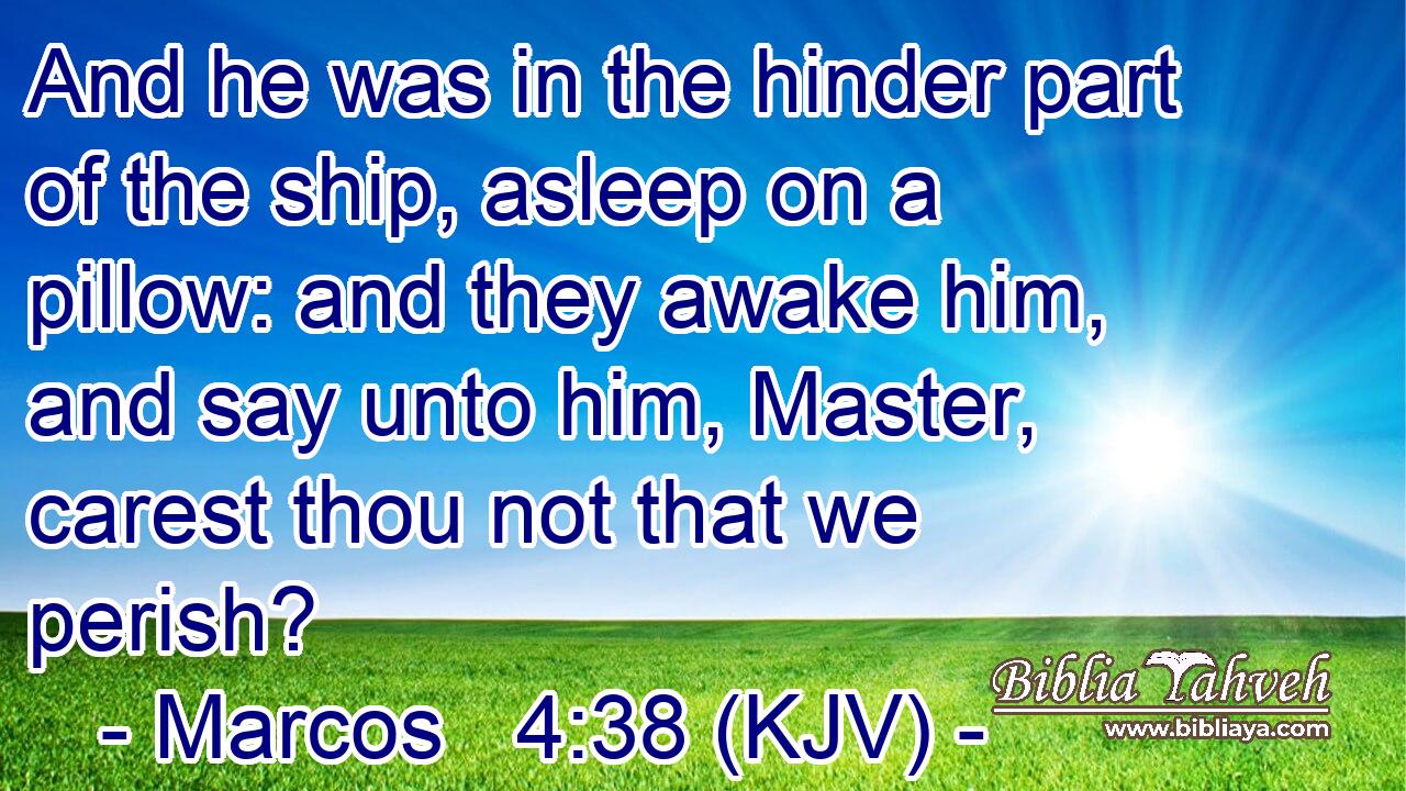 And he was in the hinder part of the ship, asleep on a pillow: and they awake him, and say unto him, Master, carest thou not that we perish?