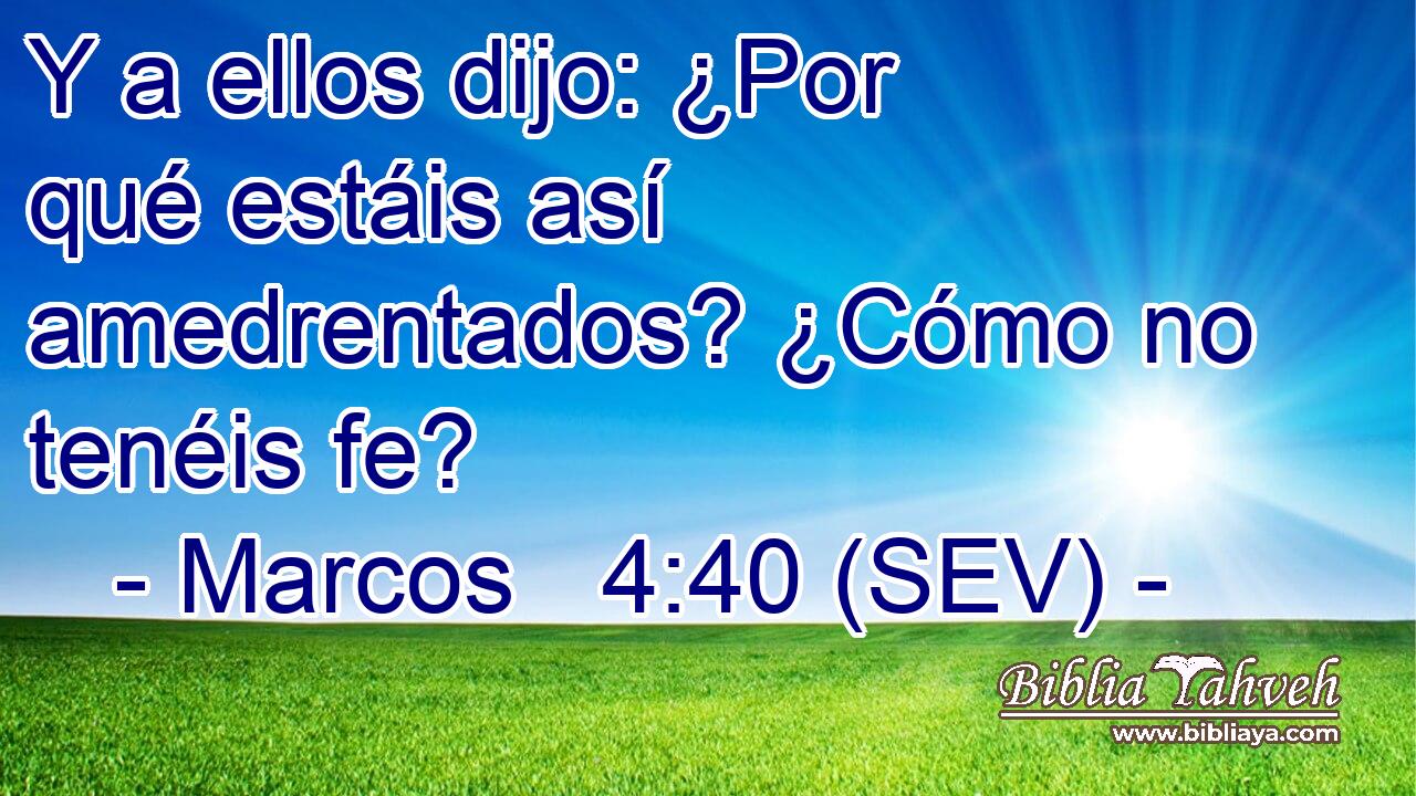 Y a ellos dijo: ¿Por qué estáis así amedrentados? ¿Cómo no tenéis fe?