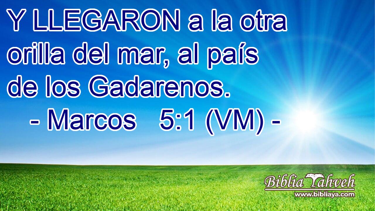  Y LLEGARON a la otra orilla del mar, al país de los Gadarenos. 