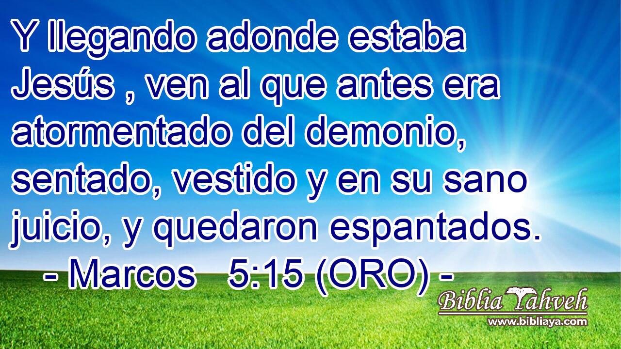  Y llegando adonde estaba Jesús , ven al que antes era atormentado del demonio, sentado, vestido y en su sano juicio, y quedaron espantados. 