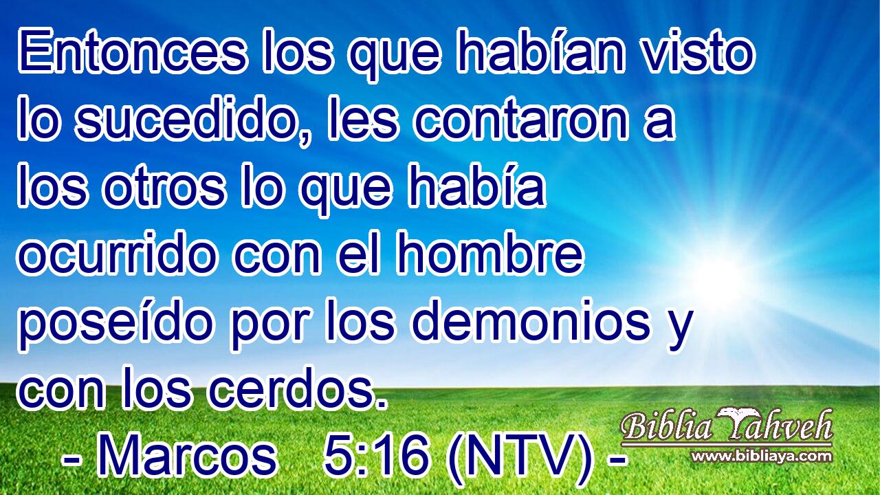 Entonces los que habían visto lo sucedido, les contaron a los otros lo que había ocurrido con el hombre poseído por los demonios y con los cerdos.