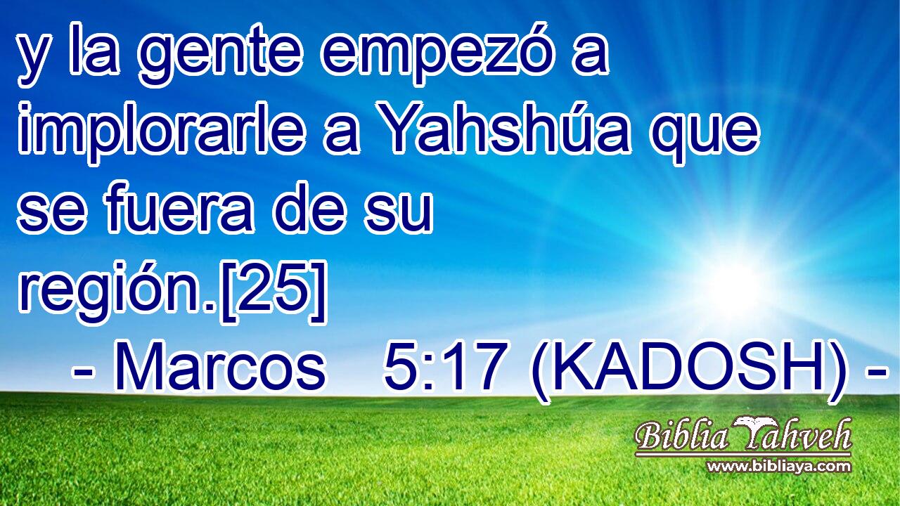  y la gente empezó a implorarle a Yahshúa que se fuera de su región.[25] 