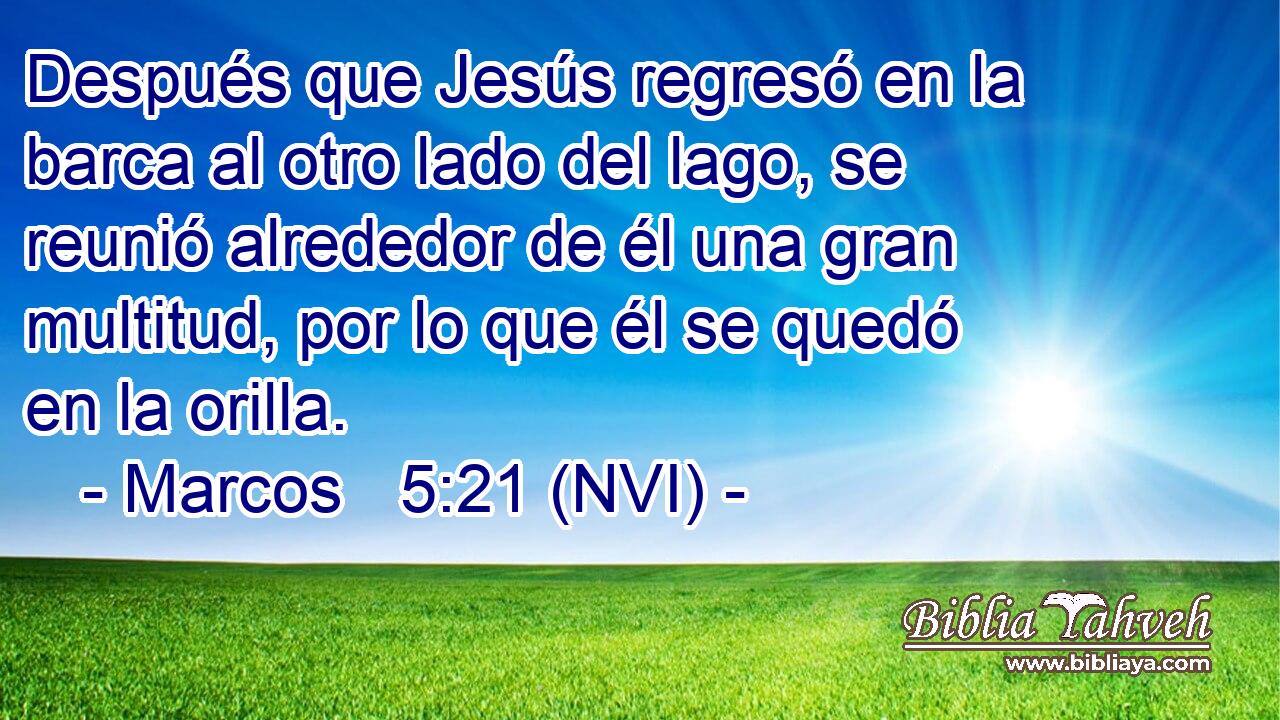  Después que Jesús regresó en la barca al otro lado del lago, se reunió alrededor de él una gran multitud, por lo que él se quedó en la orilla. 