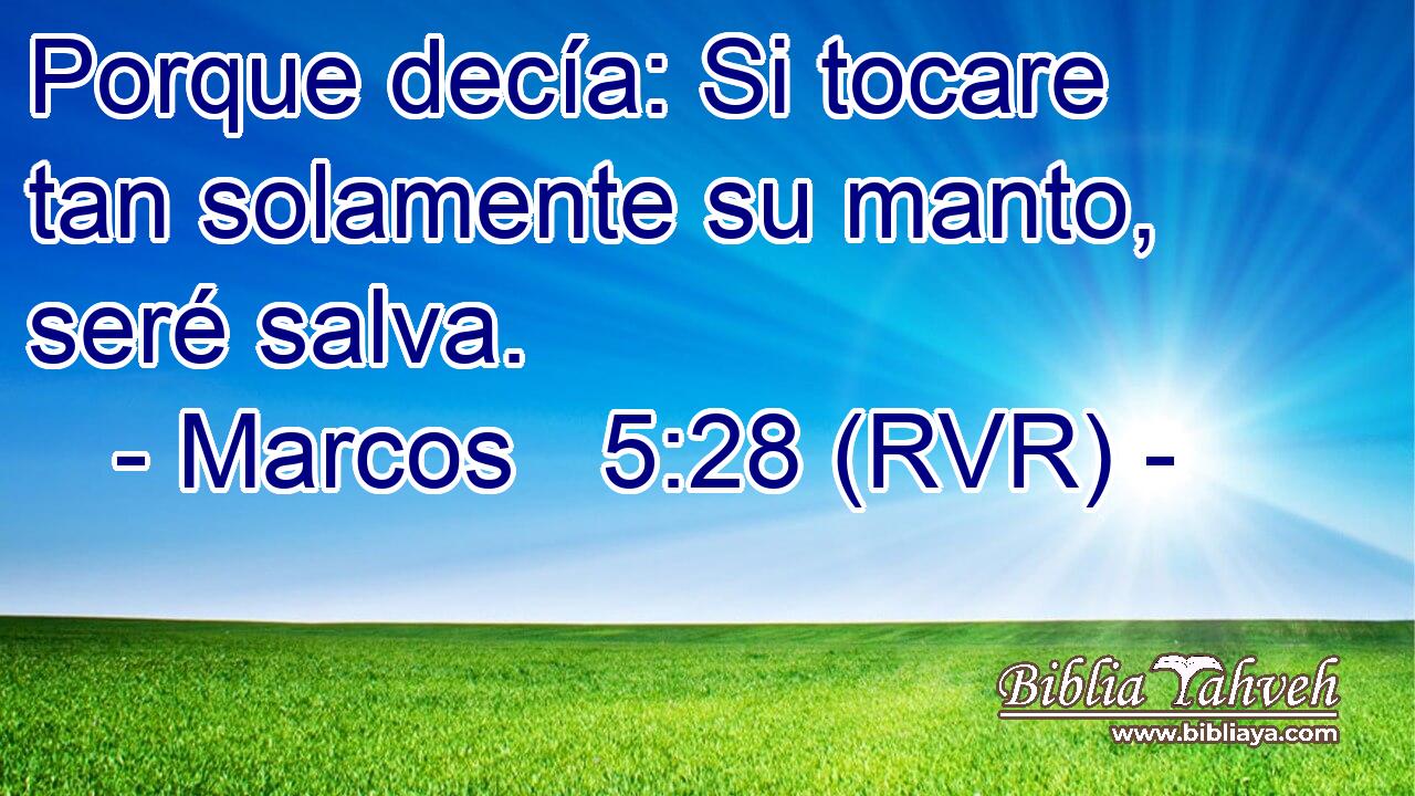 Porque decía: Si tocare tan solamente su manto, seré salva.