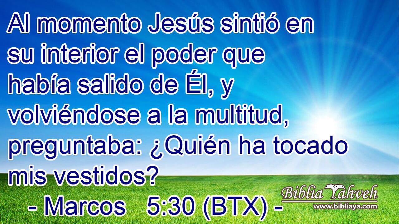 Al momento Jesús sintió en su interior el poder que había salido de Él, y volviéndose a la multitud, preguntaba: ¿Quién ha tocado mis vestidos?