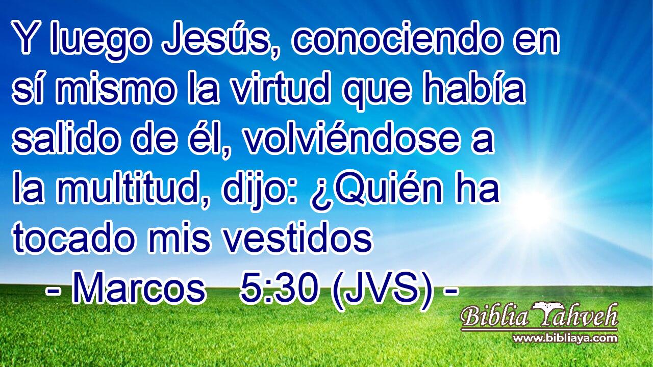 Y luego Jesús, conociendo en sí mismo la virtud que había salido de él, volviéndose a la multitud, dijo: ¿Quién ha tocado mis vestidos