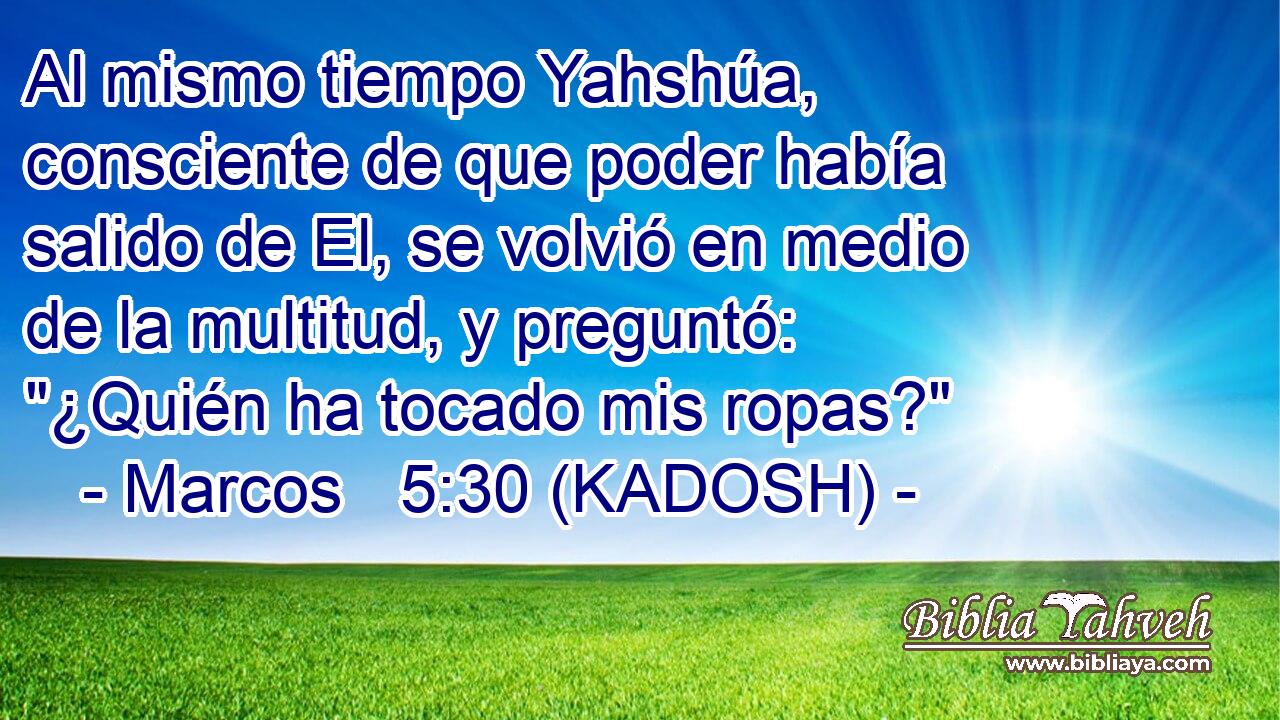  Al mismo tiempo Yahshúa, consciente de que poder había salido de El, se volvió en medio de la multitud, y preguntó: 