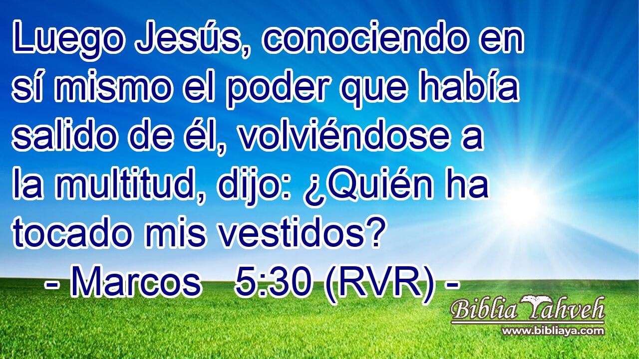 Luego Jesús, conociendo en sí mismo el poder que había salido de él, volviéndose a la multitud, dijo: ¿Quién ha tocado mis vestidos?