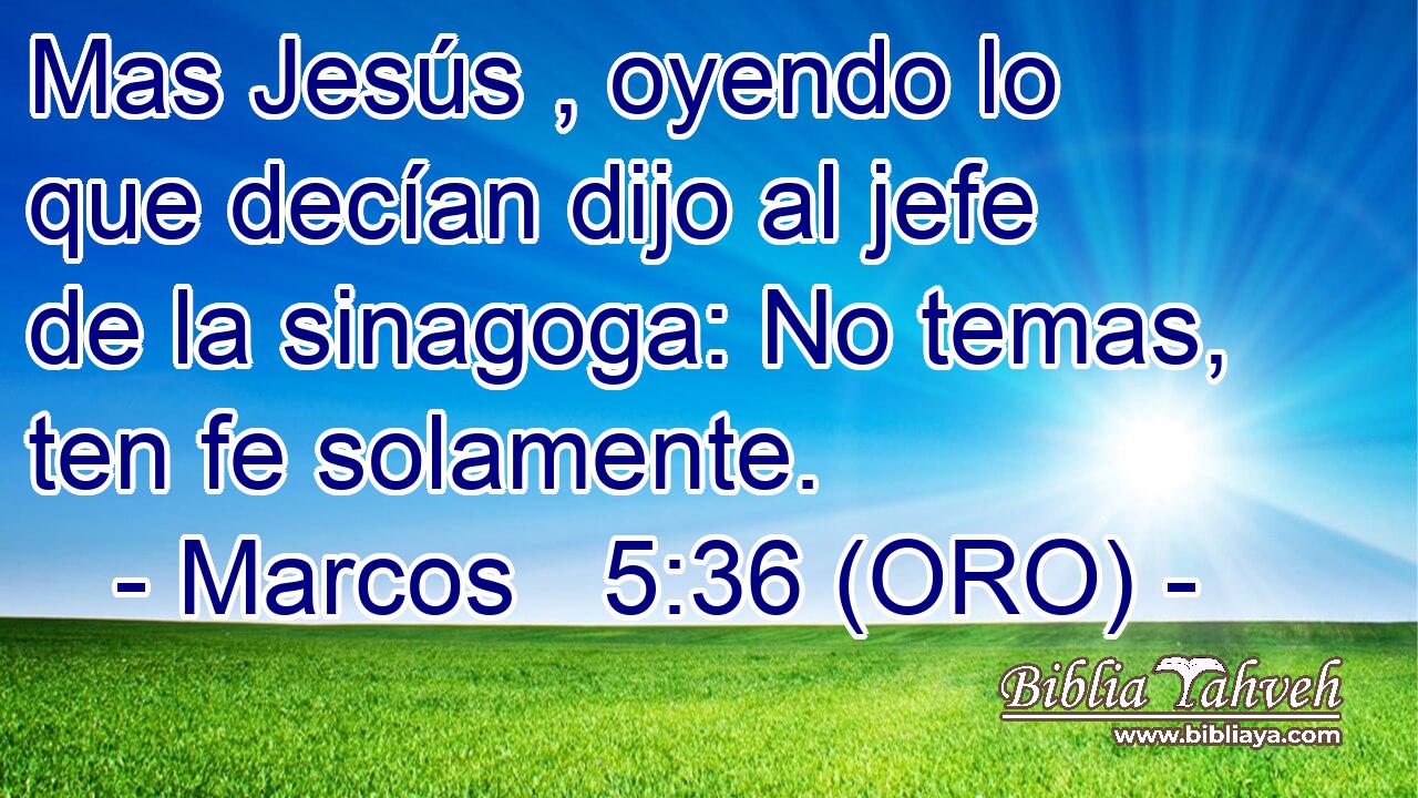  Mas Jesús , oyendo lo que decían dijo al jefe de la sinagoga: No temas, ten fe solamente. 