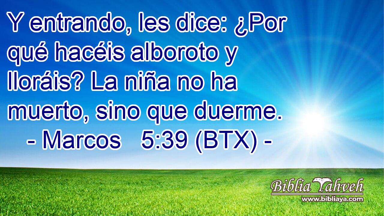Y entrando, les dice: ¿Por qué hacéis alboroto y lloráis? La niña no ha muerto, sino que duerme.