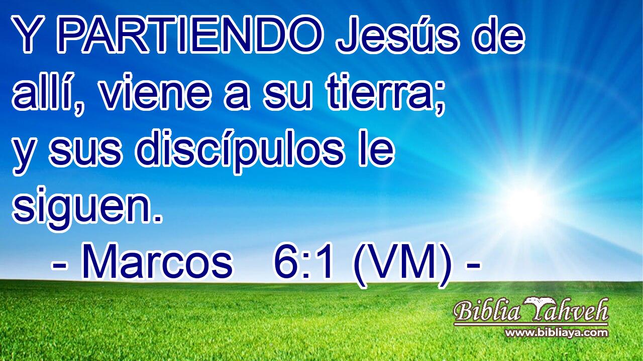  Y PARTIENDO Jesús de allí, viene a su tierra; y sus discípulos le siguen. 