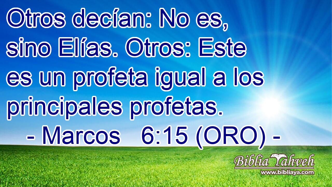  Otros decían: No es, sino Elías. Otros: Este es un profeta igual a los principales profetas. 