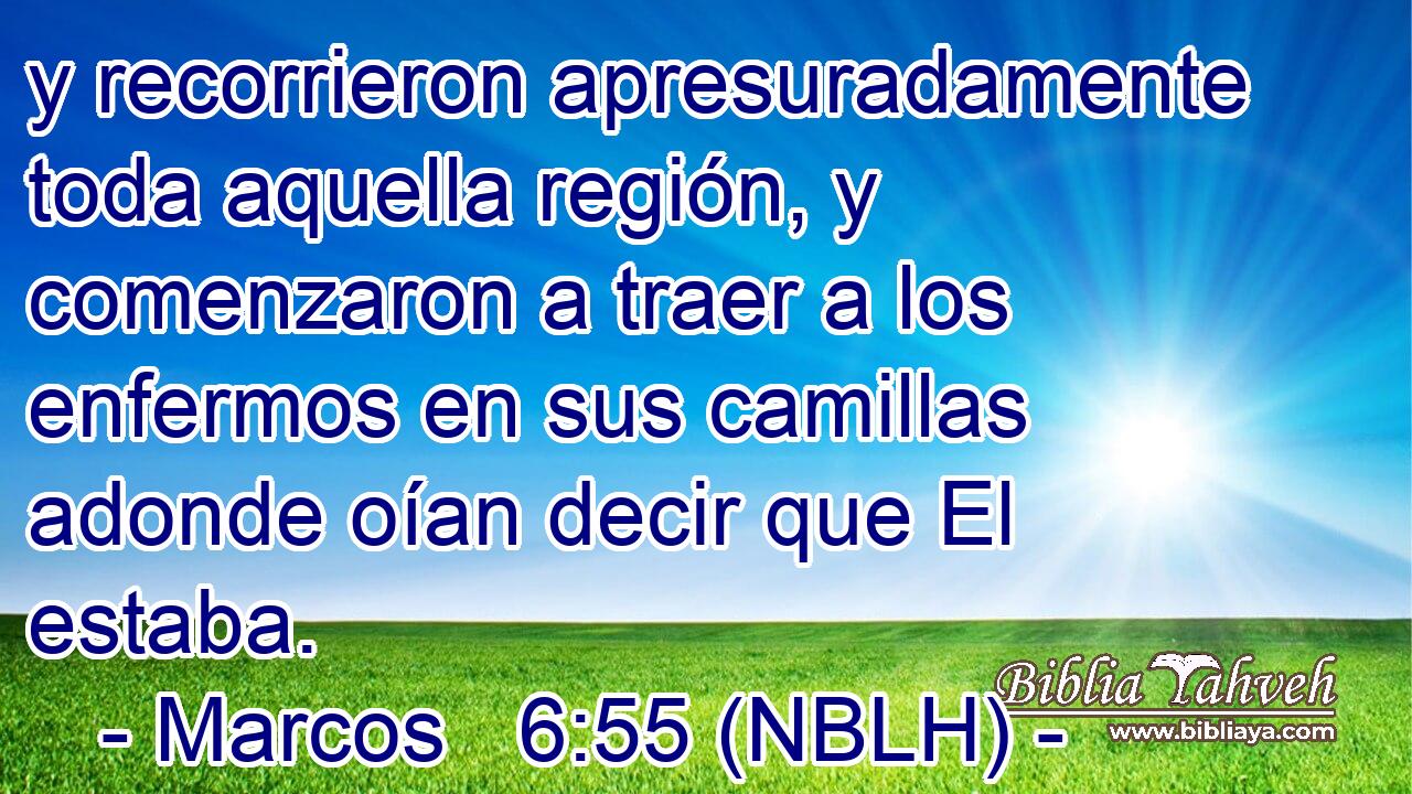  y recorrieron apresuradamente toda aquella región, y comenzaron a traer a los enfermos en sus camillas adonde oían decir que El estaba. 