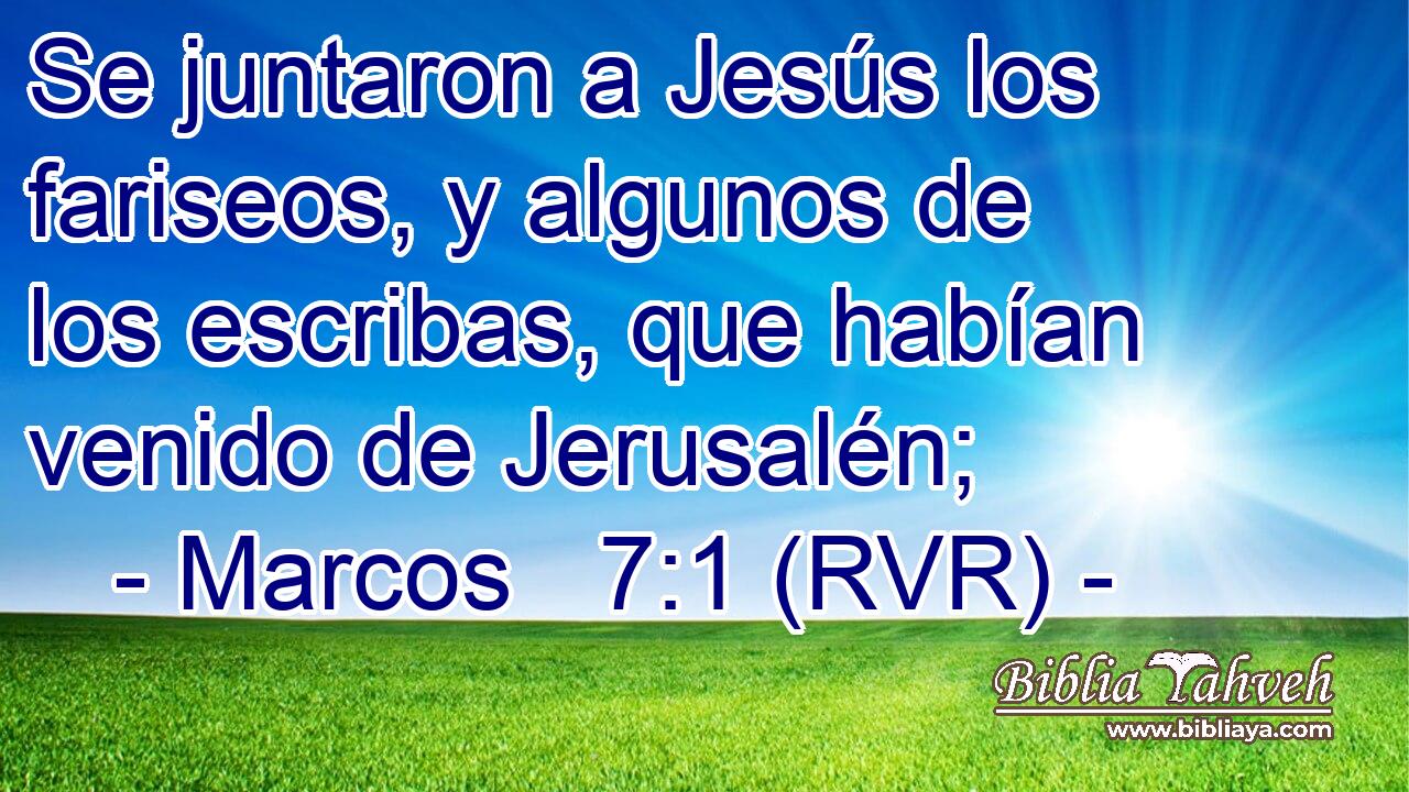 Se juntaron a Jesús los fariseos, y algunos de los escribas, que habían venido de Jerusalén;