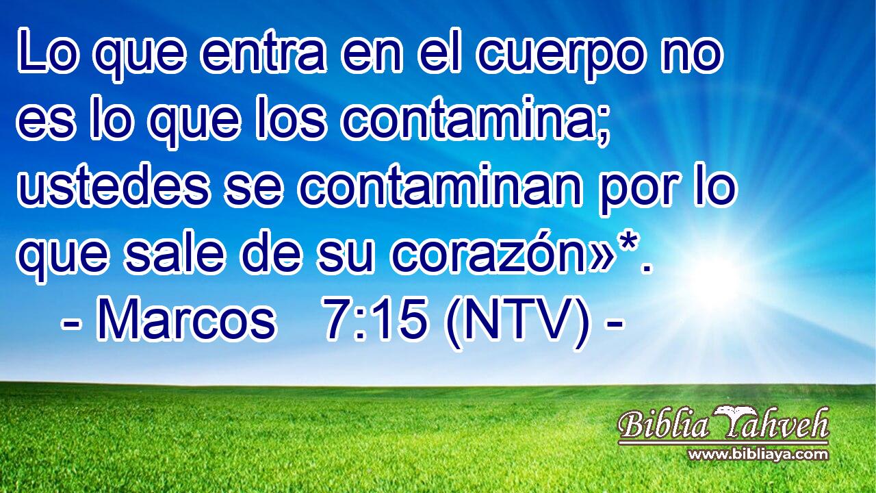 Lo que entra en el cuerpo no es lo que los contamina; ustedes se contaminan por lo que sale de su corazón»*.
