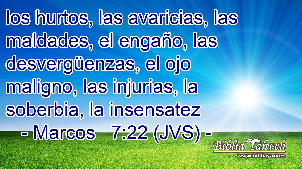 los hurtos, las avaricias, las maldades, el engaño, las desvergüenzas, el ojo maligno, las injurias, la soberbia, la insensatez