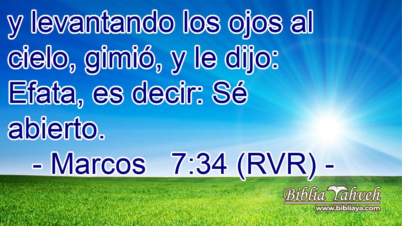 y levantando los ojos al cielo, gimió, y le dijo: Efata, es decir: Sé abierto.
