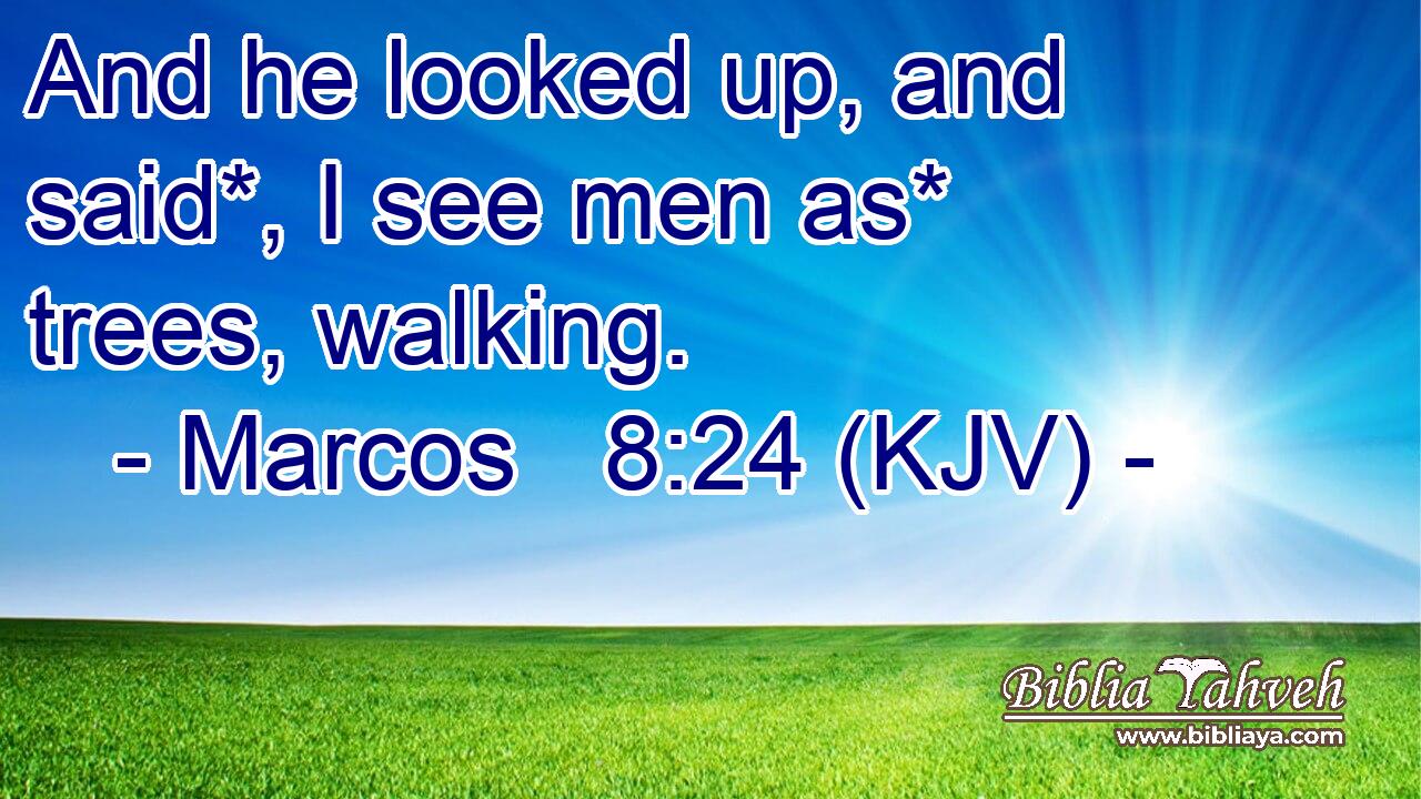 And he looked up, and said*, I see men as* trees, walking.