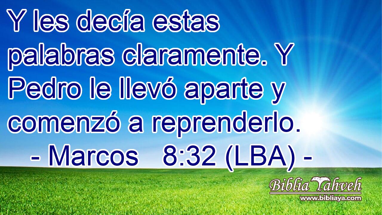 Y les decía estas palabras claramente. Y Pedro le llevó aparte y comenzó a reprenderlo.