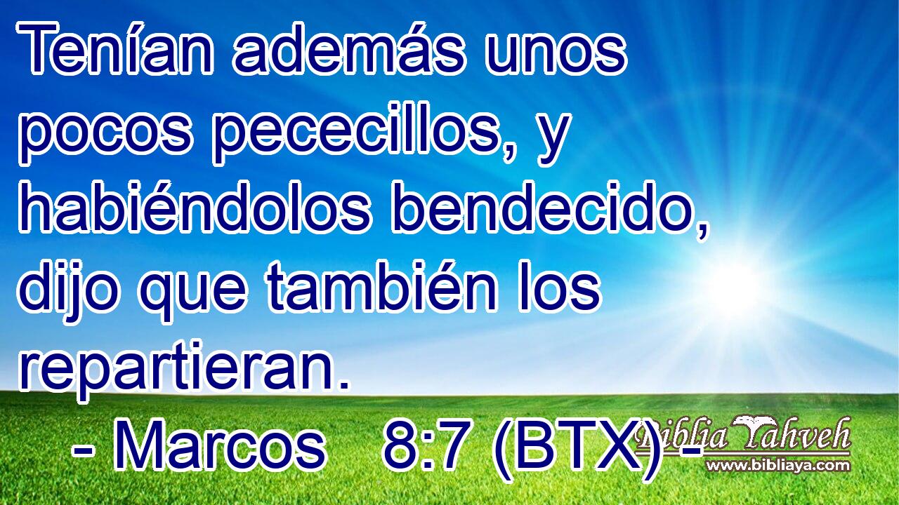 Tenían además unos pocos pececillos, y habiéndolos bendecido, dijo que también los repartieran.