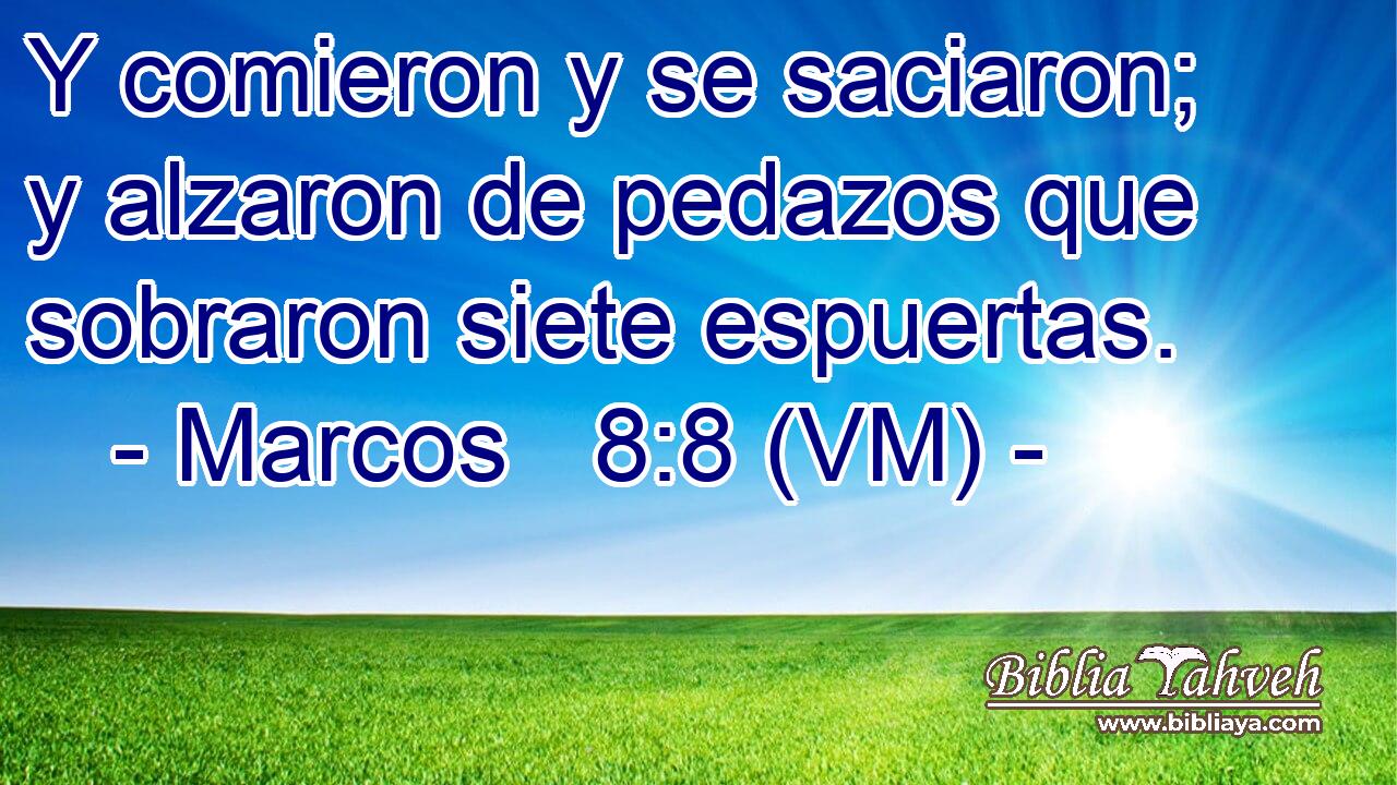  Y comieron y se saciaron; y alzaron de pedazos que sobraron siete espuertas. 