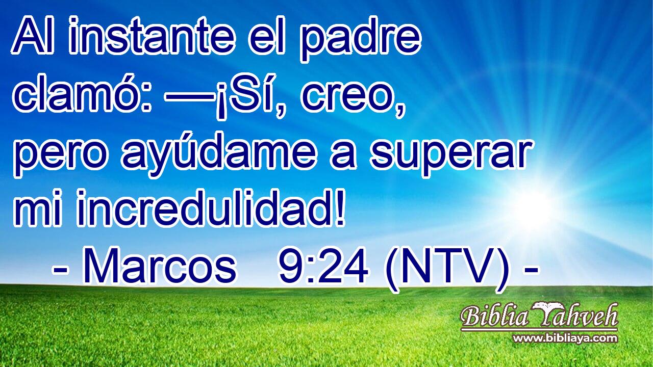 Al instante el padre clamó: —¡Sí, creo, pero ayúdame a superar mi incredulidad!