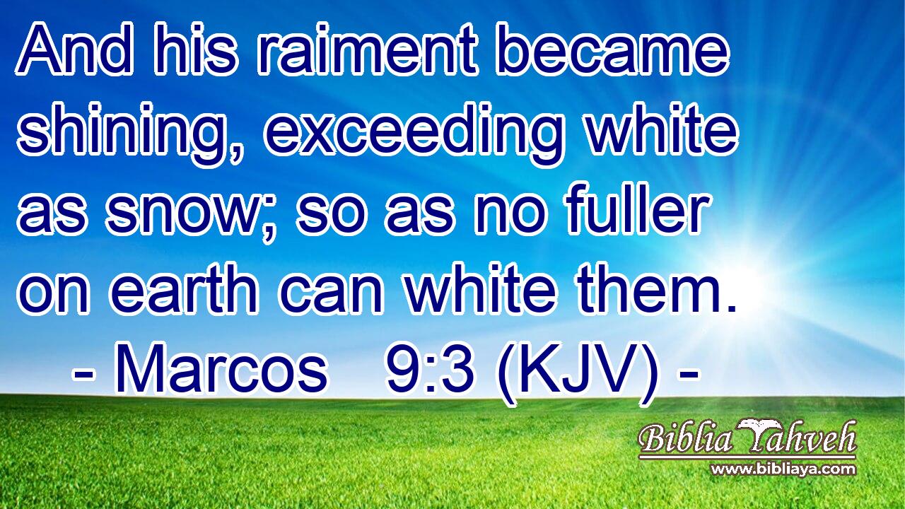 And his raiment became shining, exceeding white as snow; so as no fuller on earth can white them.