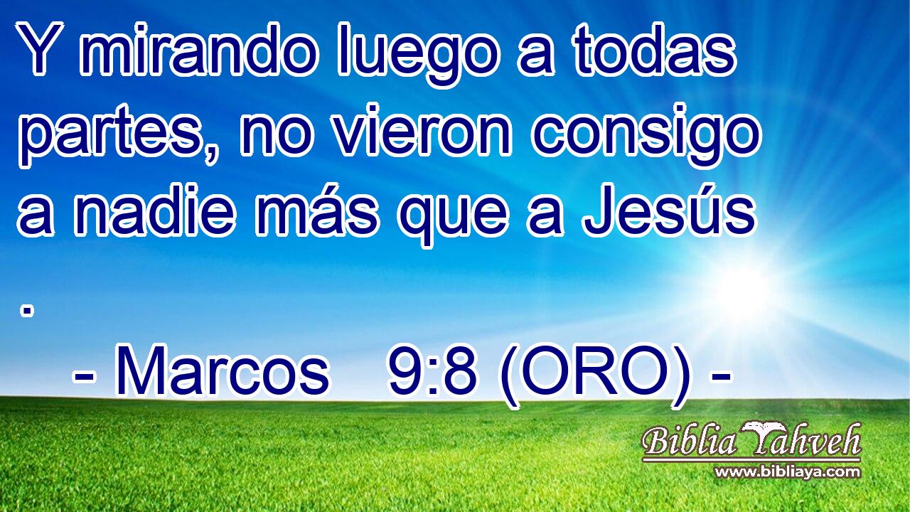  Y mirando luego a todas partes, no vieron consigo a nadie más que a Jesús . 