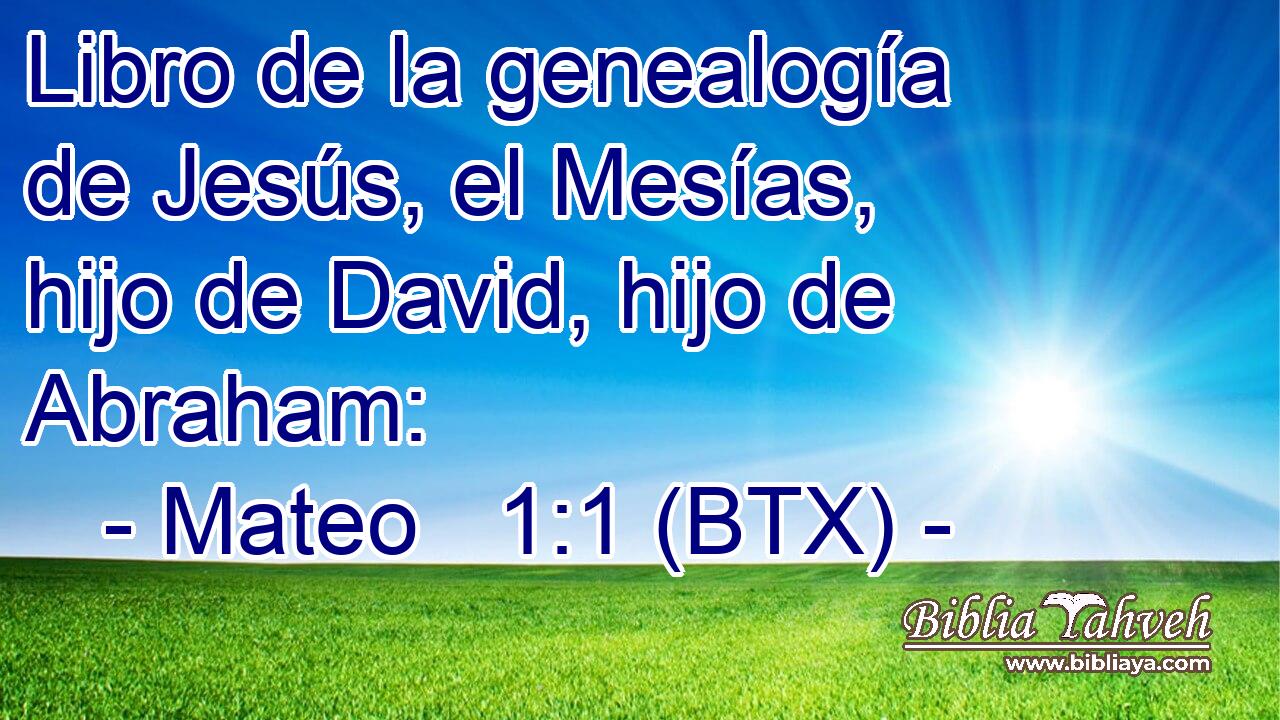 Libro de la genealogía de Jesús, el Mesías, hijo de David, hijo de Abraham:
