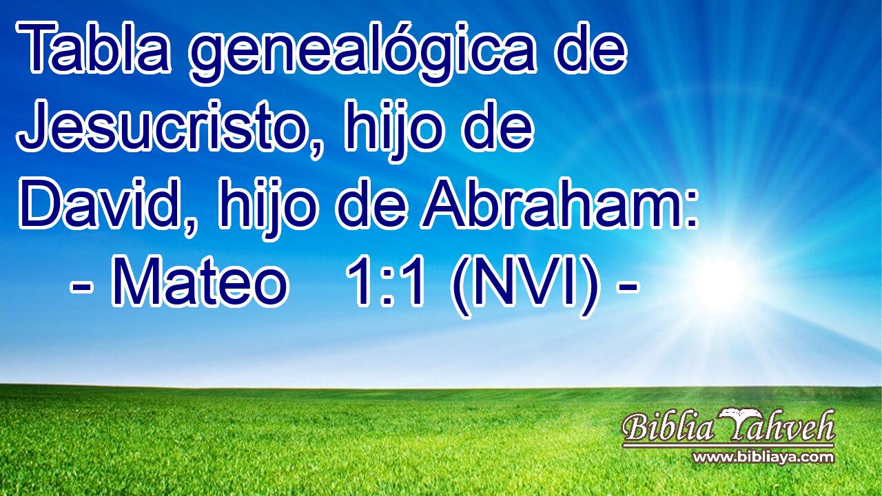 Tabla genealógica de Jesucristo, hijo de David, hijo de Abraham: 