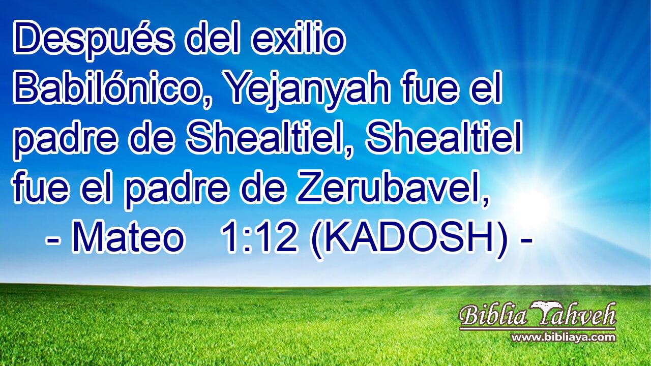  Después del exilio Babilónico, Yejanyah fue el padre de Shealtiel, Shealtiel fue el padre de Zerubavel, 