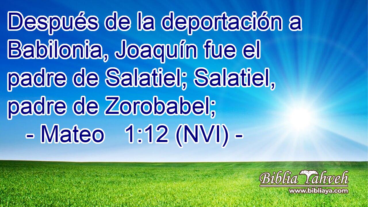  Después de la deportación a Babilonia, Joaquín fue el padre de Salatiel; Salatiel, padre de Zorobabel; 
