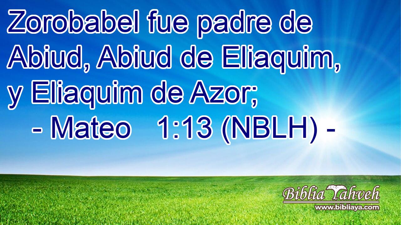 Zorobabel fue padre de Abiud, Abiud de Eliaquim, y Eliaquim de Azor; 
