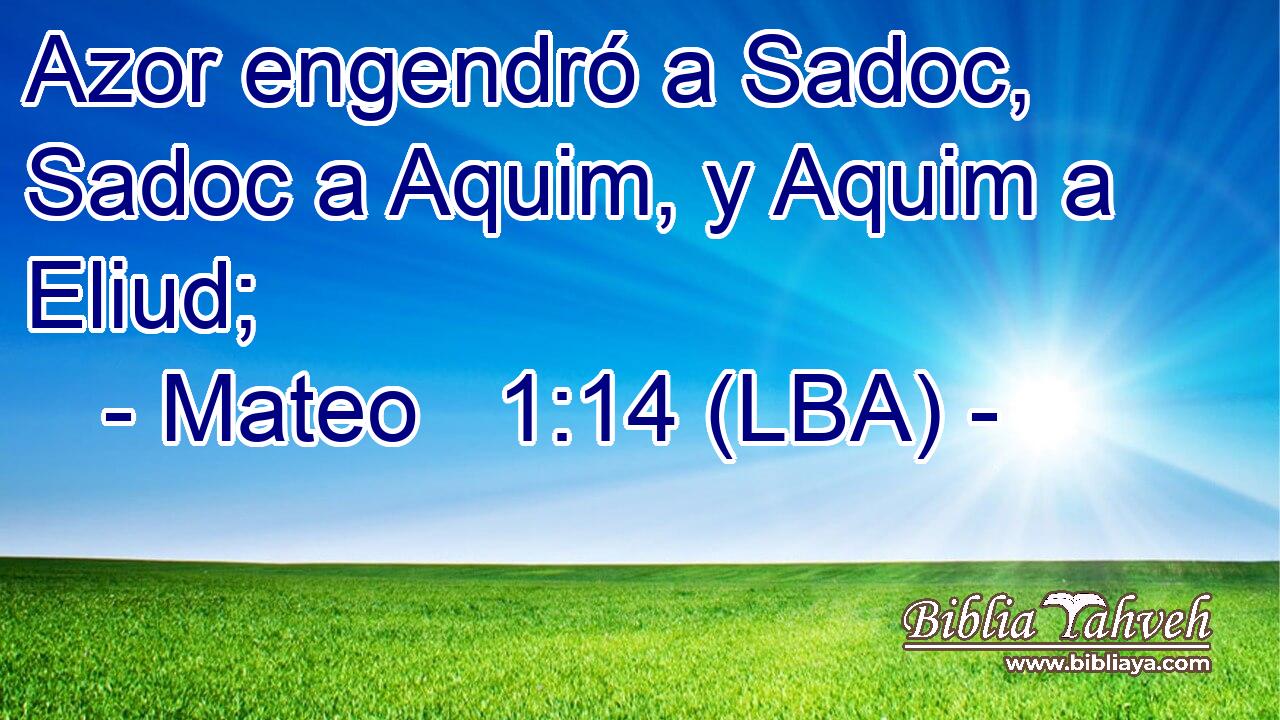Azor engendró a Sadoc, Sadoc a Aquim, y Aquim a Eliud;
