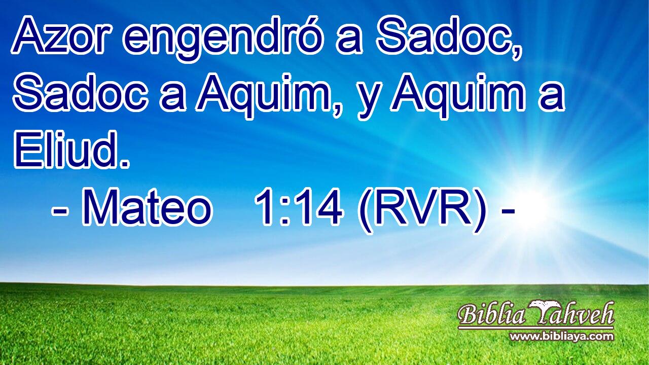 Azor engendró a Sadoc, Sadoc a Aquim, y Aquim a Eliud.