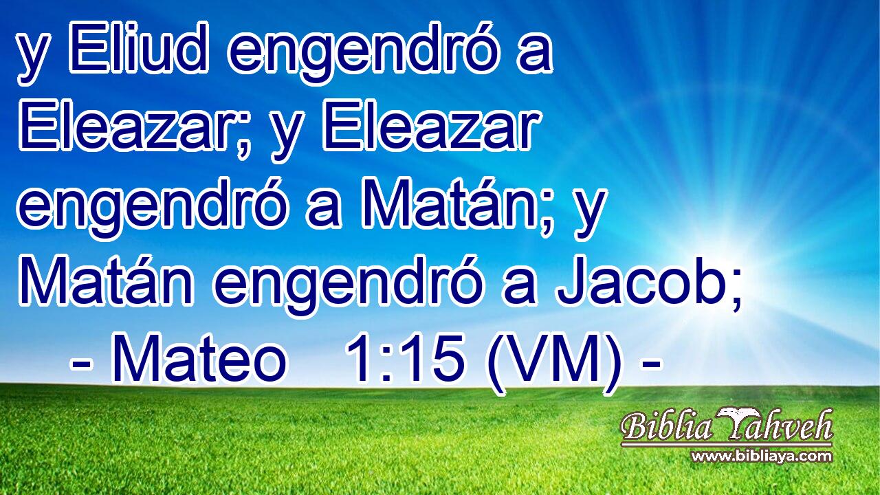  y Eliud engendró a Eleazar; y Eleazar engendró a Matán; y Matán engendró a Jacob; 