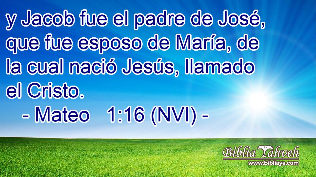 Mateo 1:16 (nvi) - y Jacob fue el padre de José, que fue espos...