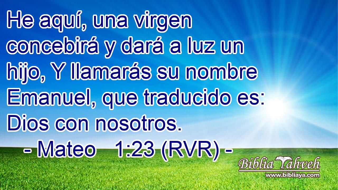 He aquí, una virgen concebirá y dará a luz un hijo, Y llamarás su nombre Emanuel, que traducido es: Dios con nosotros.