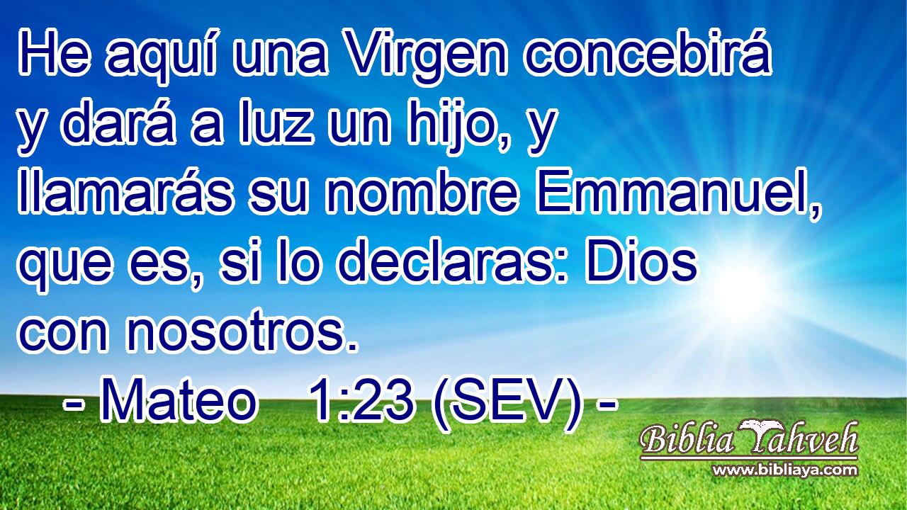 He aquí una Virgen concebirá y dará a luz un hijo, y llamarás su nombre Emmanuel, que es, si lo declaras: Dios con nosotros.