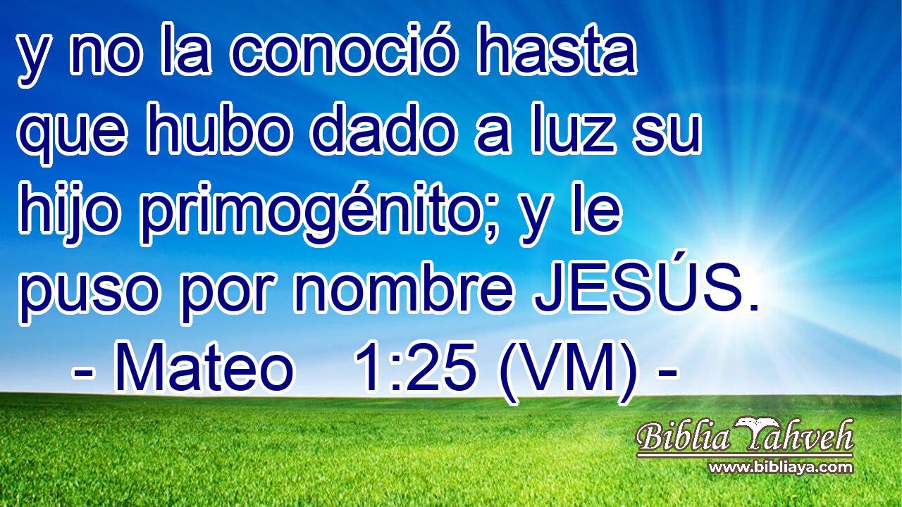  y no la conoció hasta que hubo dado a luz su hijo primogénito; y le puso por nombre JESÚS. 