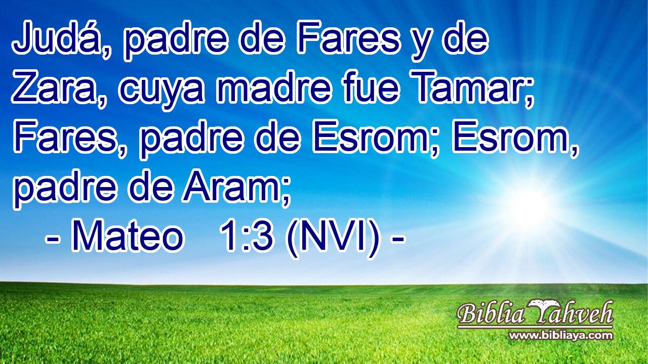  Judá, padre de Fares y de Zara, cuya madre fue Tamar; Fares, padre de Esrom; Esrom, padre de Aram; 