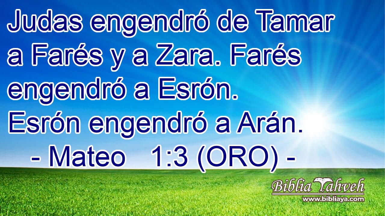 Judas engendró de Tamar a Farés y a Zara. Farés engendró a Esrón. Esrón engendró a Arán. 