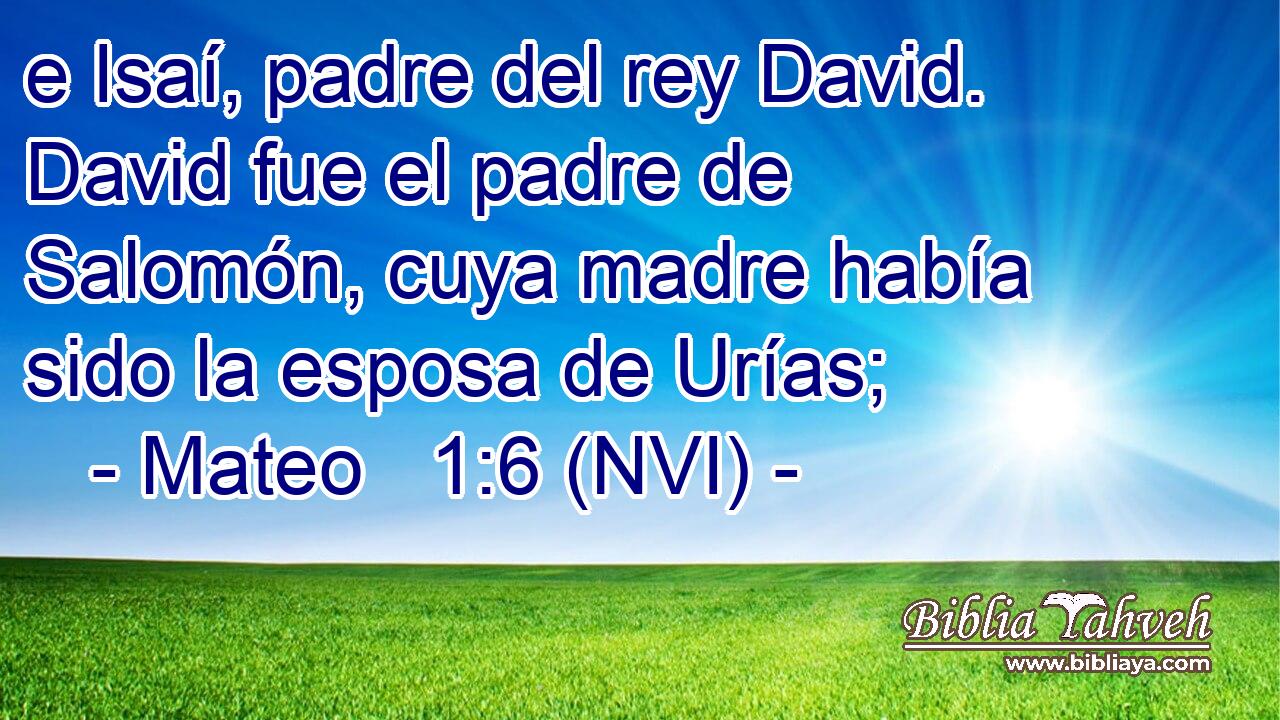 Mateo 1:6 (NVI) - e Isaí, padre del rey David. David fue el pa...