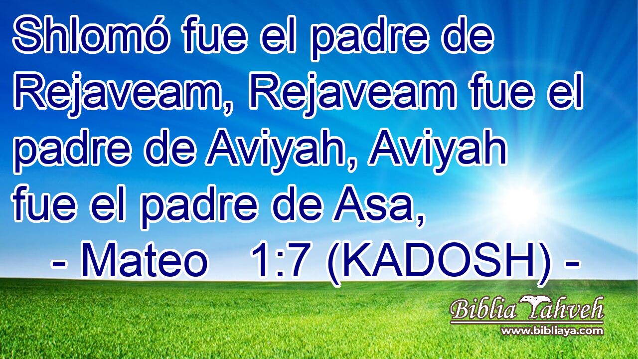  Shlomó fue el padre de Rejaveam, Rejaveam fue el padre de Aviyah, Aviyah fue el padre de Asa, 