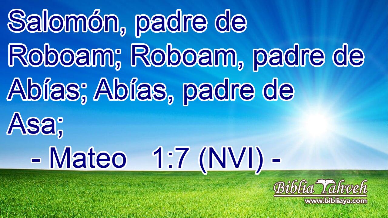  Salomón, padre de Roboam; Roboam, padre de Abías; Abías, padre de Asa; 