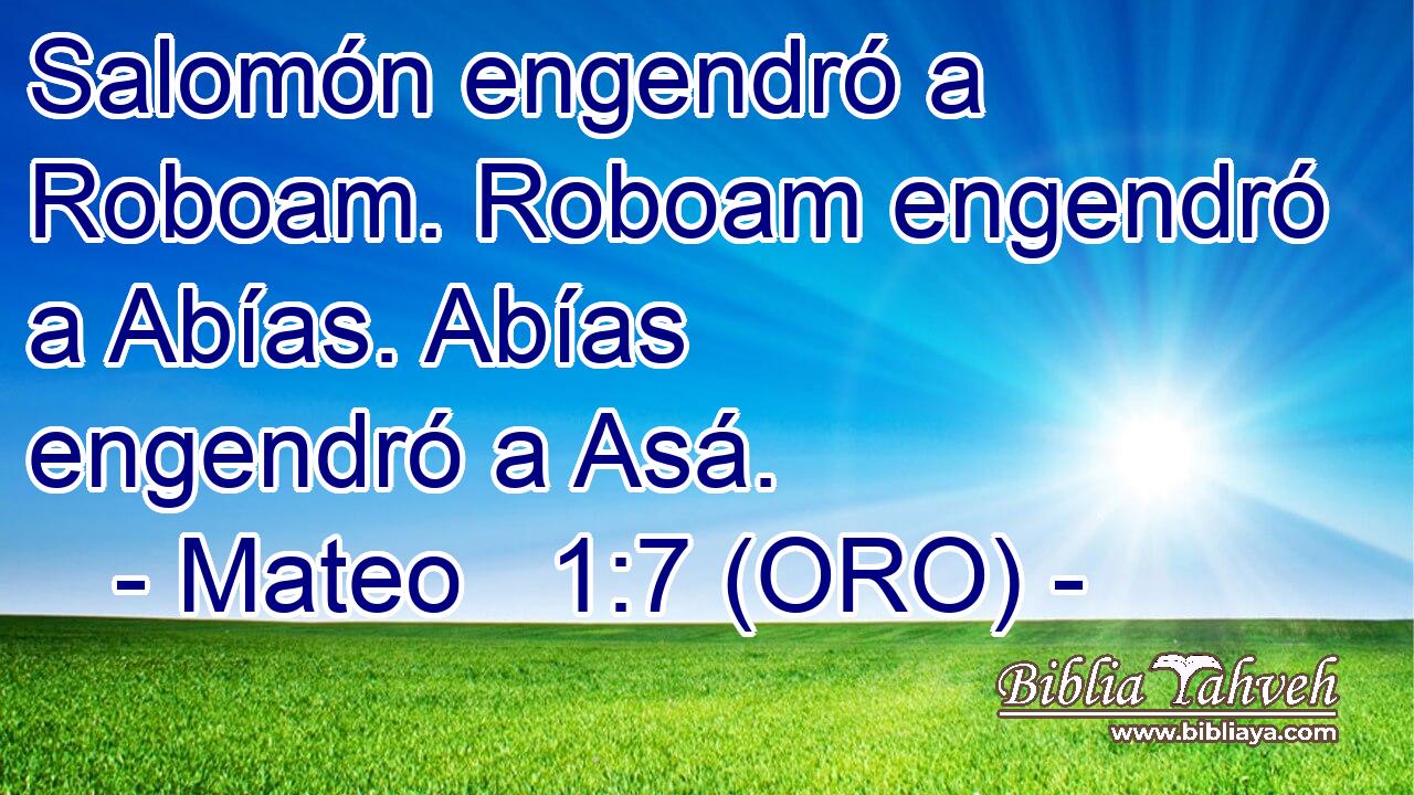  Salomón engendró a Roboam. Roboam engendró a Abías. Abías engendró a Asá. 