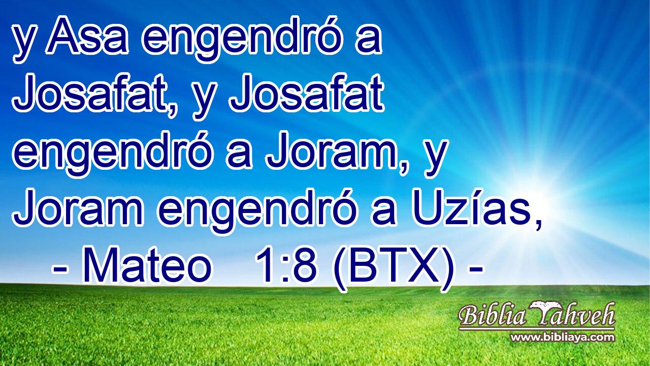 y Asa engendró a Josafat, y Josafat engendró a Joram, y Joram engendró a Uzías,