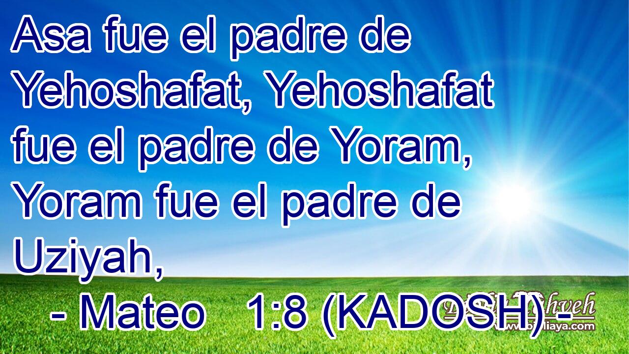  Asa fue el padre de Yehoshafat, Yehoshafat fue el padre de Yoram, Yoram fue el padre de Uziyah, 