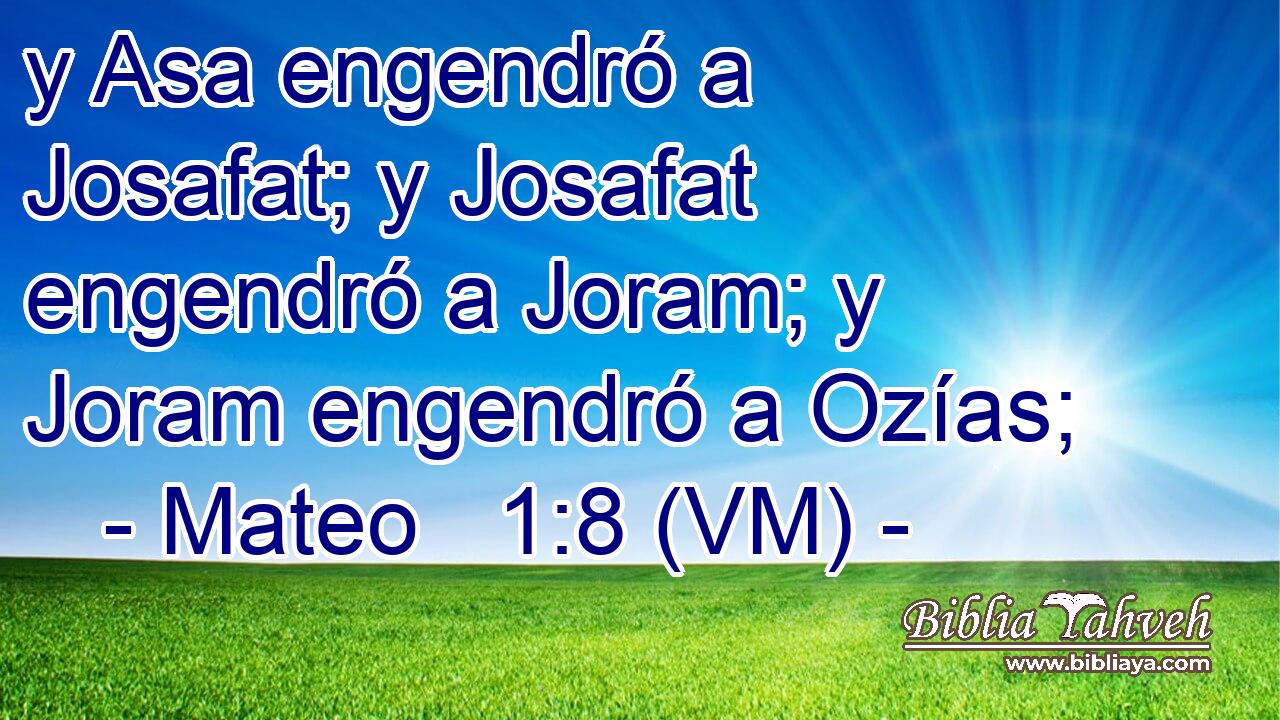  y Asa engendró a Josafat; y Josafat engendró a Joram; y Joram engendró a Ozías; 